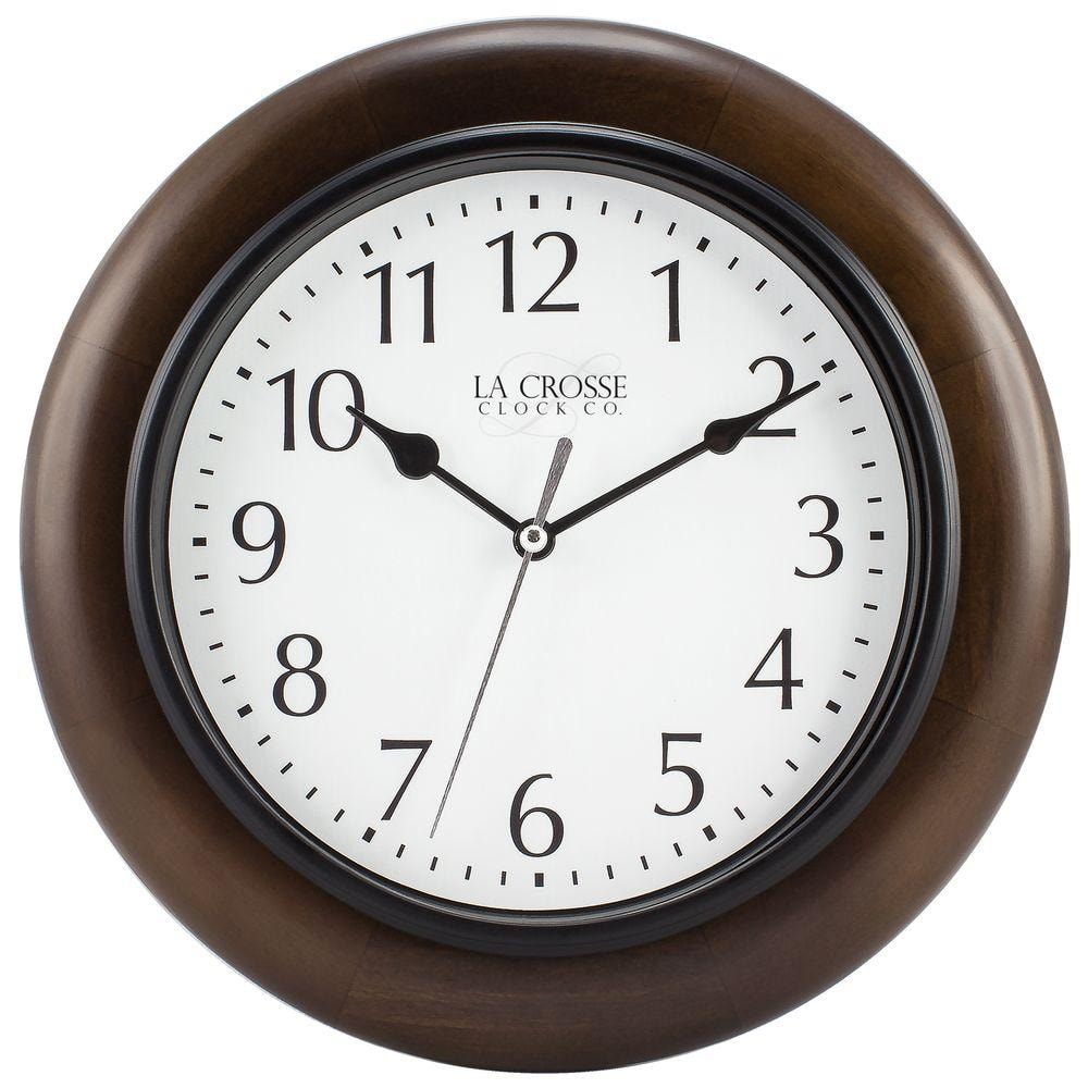 Linwood 10" Brown Pine Analog Wall Clock with White Dial