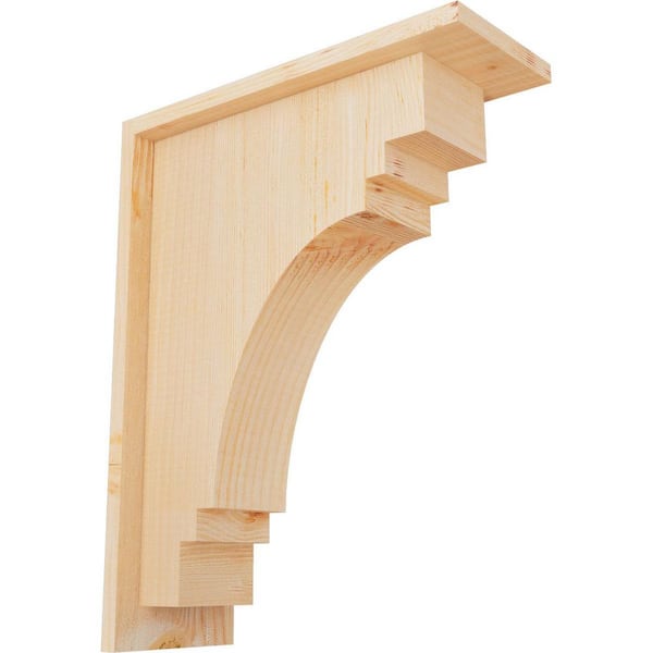 Ekena Millwork 5-1/2 in. x 14 in. x 18 in. Douglas Fir Pescadero Smooth Corbel with Backplate