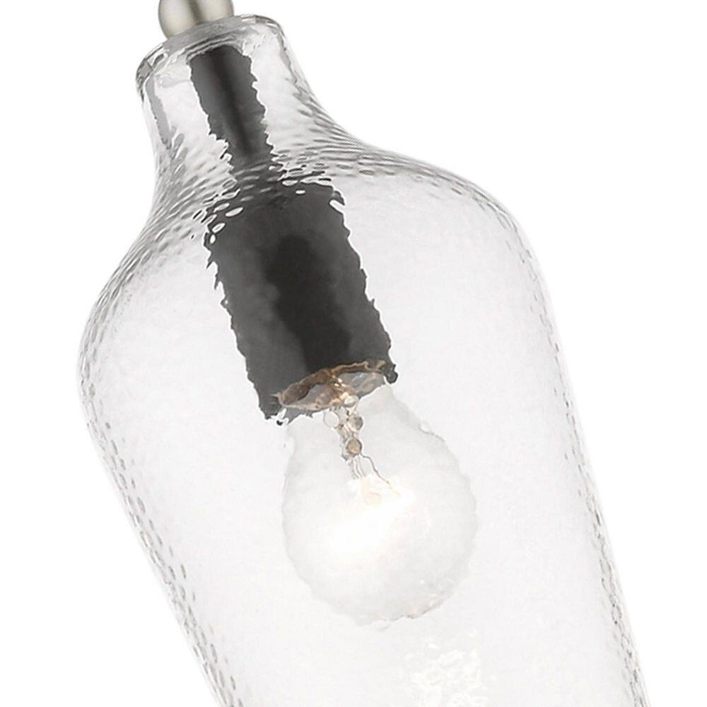Avery Transitional Mini Pendant in Black and Brushed Nickel with Clear Glass