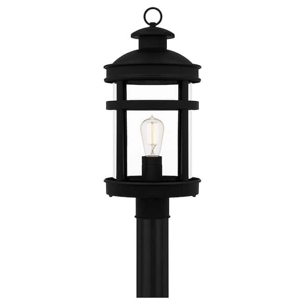 Quoizel Scout 1-Light Matte Black Outdoor Post Lantern with Clear Glass
