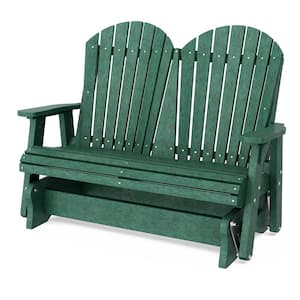 Heritage 2-Person Turf Green Plastic Outdoor Double Glider