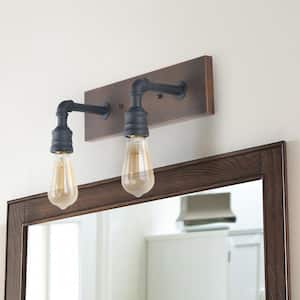 Rectangle Wood Wall Lamp  Industrial Wall Sconce Vintage Stylish Bathroom Light 