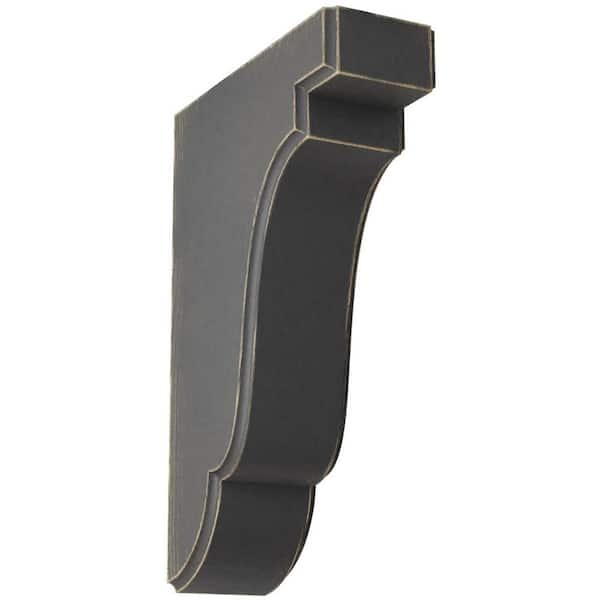 Ekena Millwork 1-3/4 in. x 7-1/2 in. x 5 in. Black Bedford Wood Vintage Decor Bracket