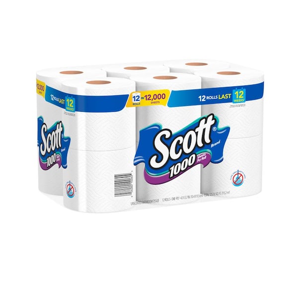 Scott White Toilet Tissue (1000-Sheet 12 Rolls Per Pack) (12-Pack