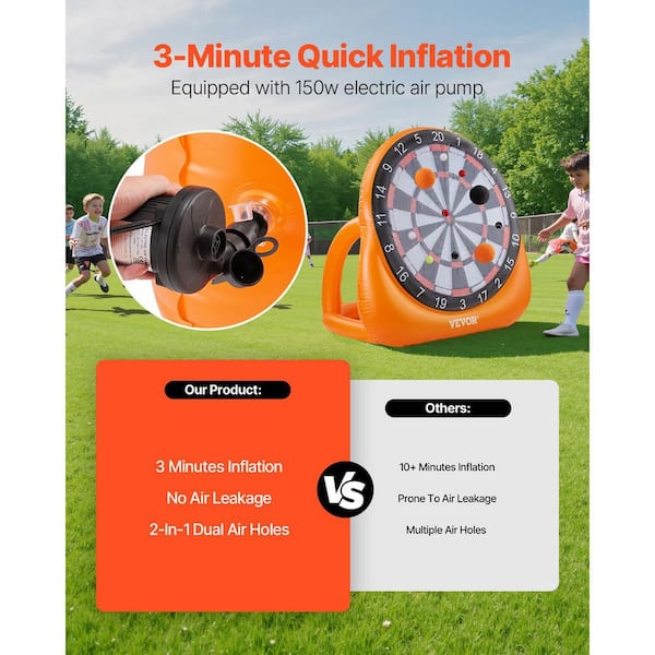 VEVOR Inflatable Soccer Dart Board, over 6 ft. Giant Board with 4
