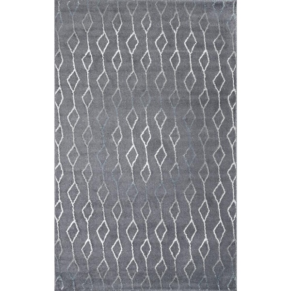 nuLOOM Francesca Striped Abstract Diamonds Gray 9 ft. x 12 ft. Area Rug