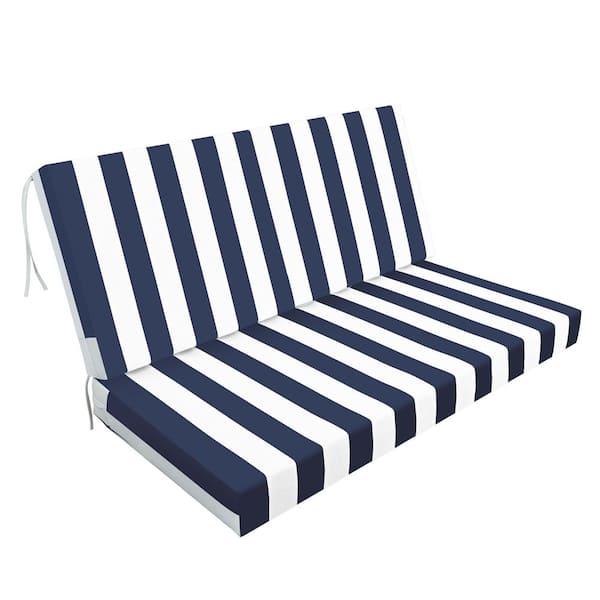 48 x 24 Outdoor Deep Seat Lounge Chair Cushions, Waterproof Replacement Patio Loveseat Cushions (Blue White Stripe)