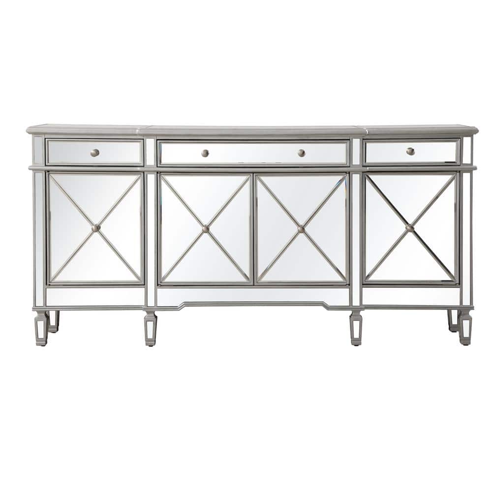 Timeless Home 3-Drawer / 4-Door in Silver Storage Cabinet 36 in. H x 72 in.
