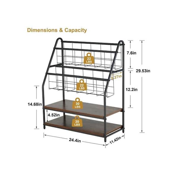 Grey 24 in x 30 in Metal FloorStanding Magazine Rack HDCKZ19DZY