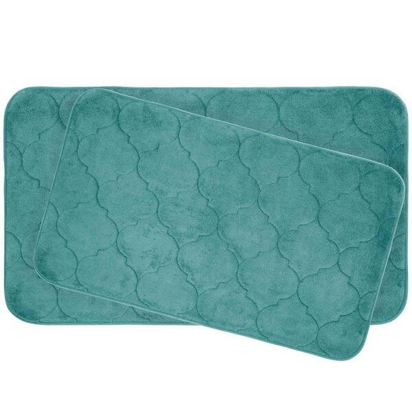 BounceComfort Faymore 17 in. x 24 in./ 20 in. x 34 in. 2-Piece Memory Foam Bath Mat Set in Marine Blue