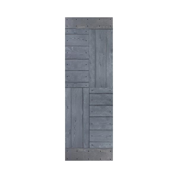 ISLIFE S Series 30 in. x 84 in. Dark Gray Finished DIY Solid Wood Barn Door Slab - Hardware Kit Not Included