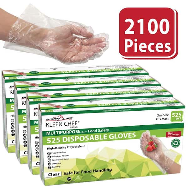 0.65 g 11.5 in. One Size Fits Most Disposable Food Handling Long Cuff Multi-Purpose Poly Gloves (2100-Count)