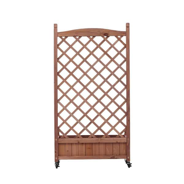 23 in. Inner Length Brown Wood Rectangle Outdoor Raised Garden Bed Raised Planter Boxes with Trellis (2-Pack)