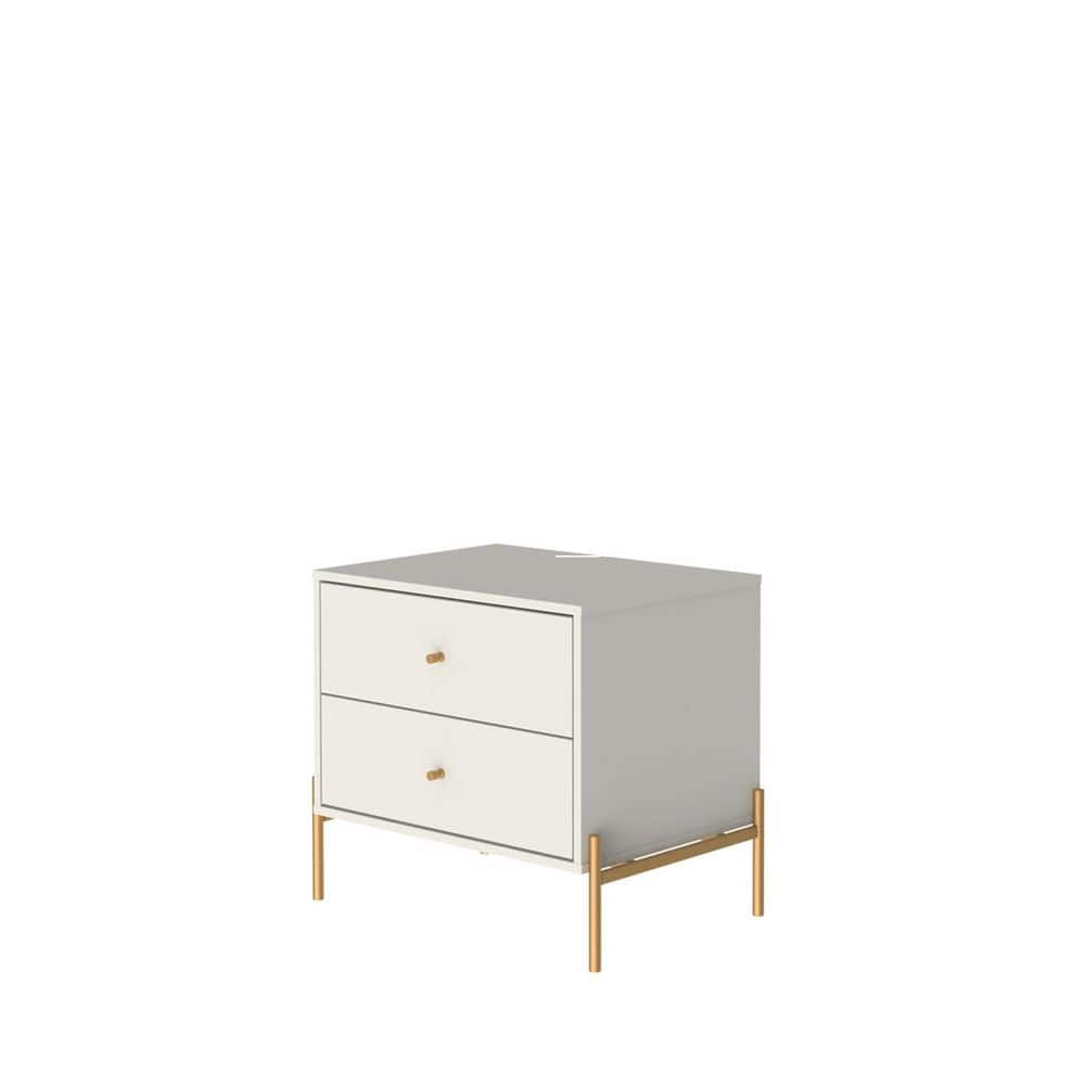 Jasper Off White Engineered Wood Nightstands with Gold Accents (Set of 2)
