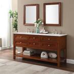 Home Decorators Collection Austell 67 In. W Double Bath Vanity In Espresso  With Natural Marble Vanity Top In White Bf-25194-Es - The Home Depot