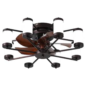 Light Pro 21.7 in. LED Indoor Brown Smart Ceiling Fan with Dimmable for Living Room