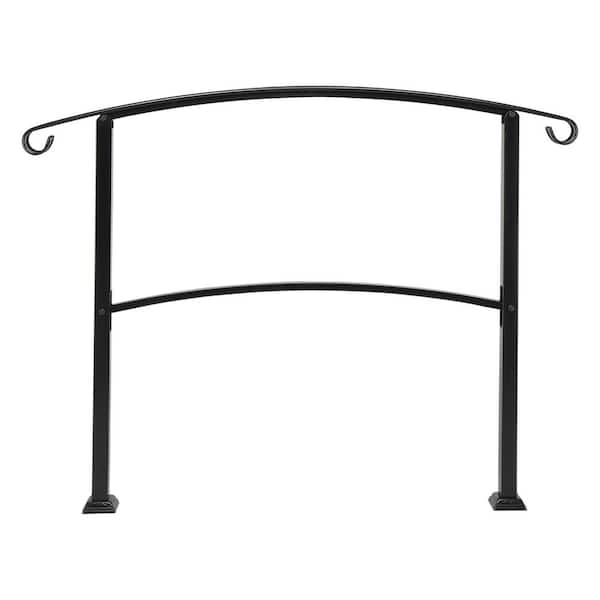 Karl home 37.2 in. H x 54.7 in. W Adjustable Black Wrought Iron Handrail