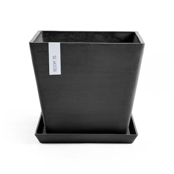 O ECOPOTS BY TPC Rotterdam 12 in. Dark Grey Premium Sustainable Planter ( with Saucer)