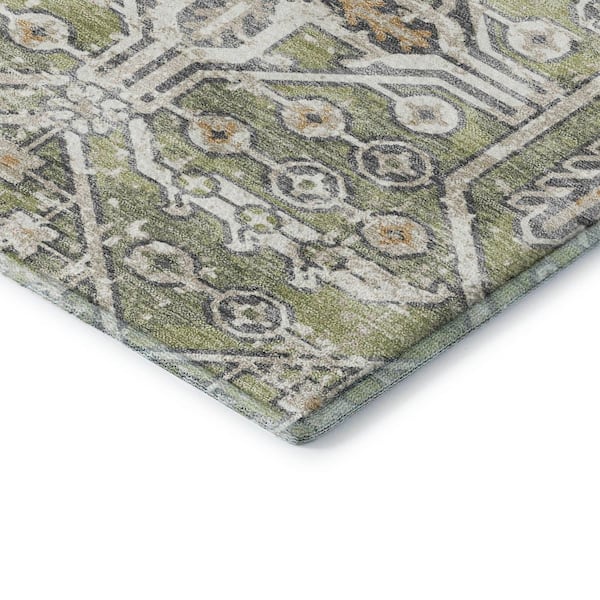 Mayfield Premium Machine Washable Abstract AMF2197 Aloe 10 ft. x 14 ft. Area Rug