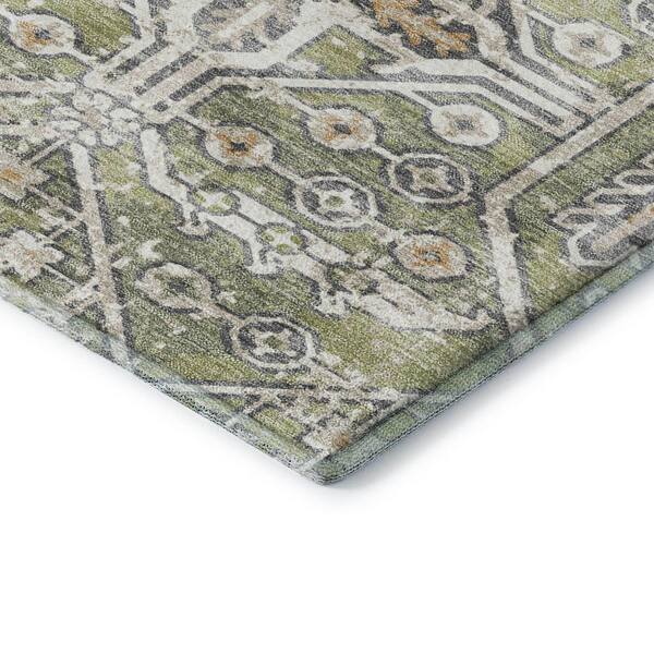 Mayfield Premium Machine Washable Abstract AMF2197 Aloe 3 ft. x 5 ft. Area Rug