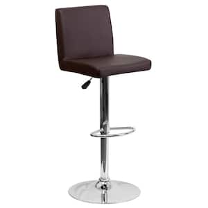 Adjustable Height Brown Cushioned Bar Stool