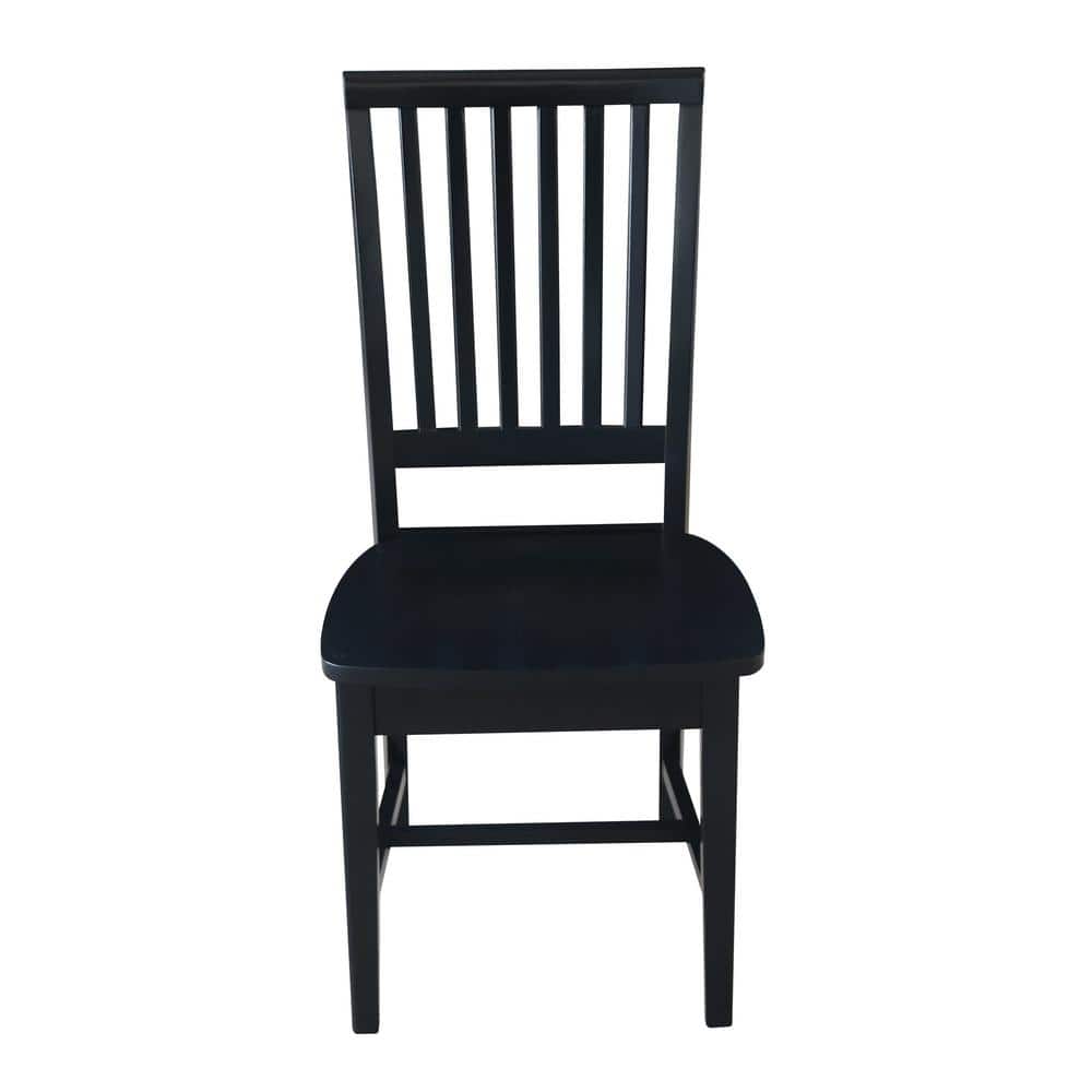 Elegant Mission High Slat Back Solid Wood Side Chair in Black - Set of 2