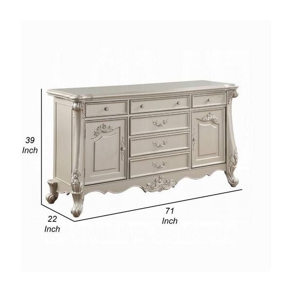 Benjara Champagne Gold 6-Drawers 71 in. Dresser Without Mirror BM324395