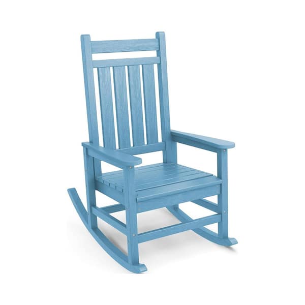 ITOPFOX Blue Plastic Outdoor Rocking Chair