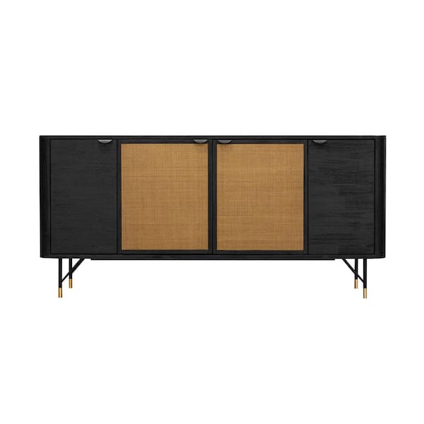 Armen Living Saratoga Black Sideboard Buffet with Rattan LCSRBUBL - The ...