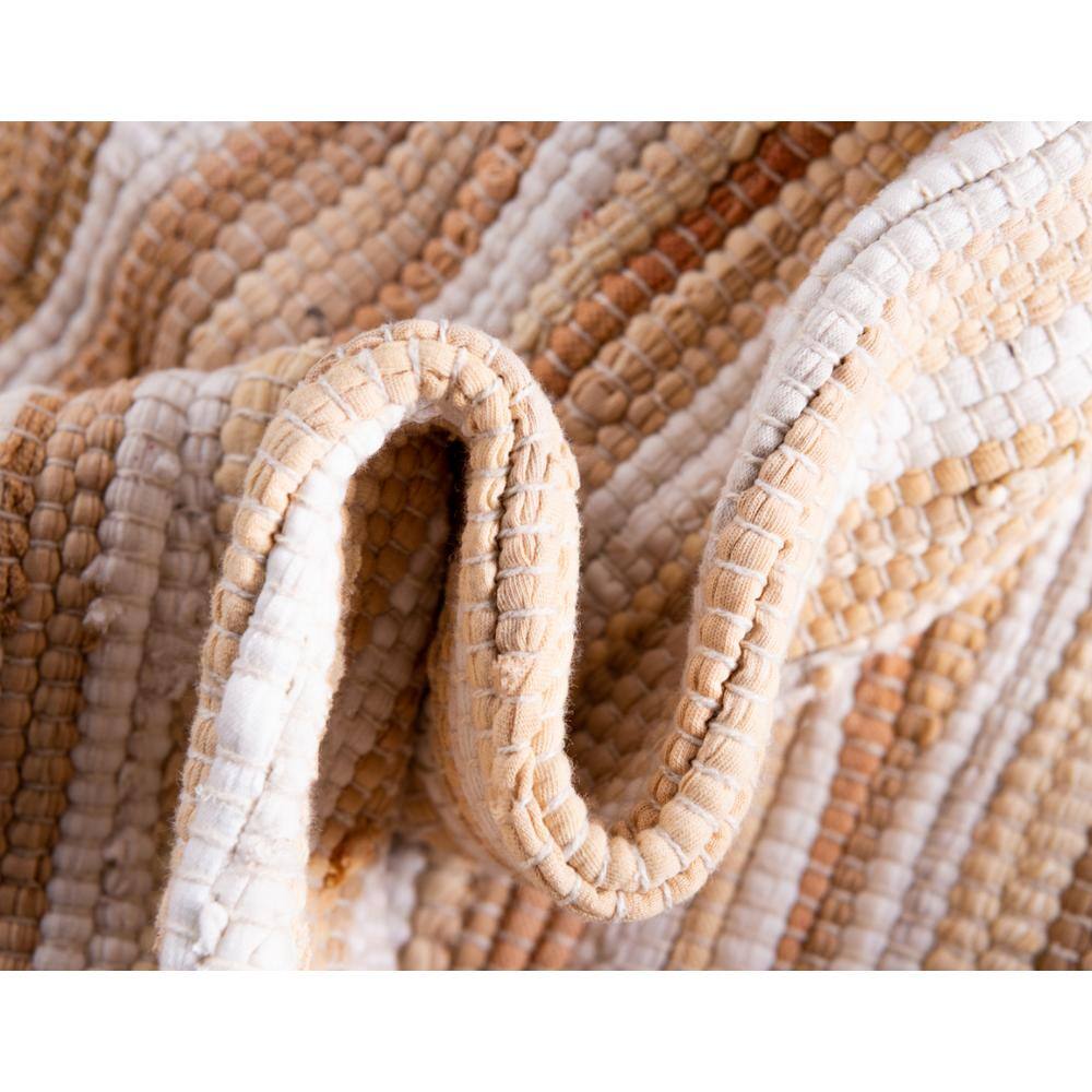 Beige Handwoven Cotton Striped Reversible Area Rug 4' x 6'