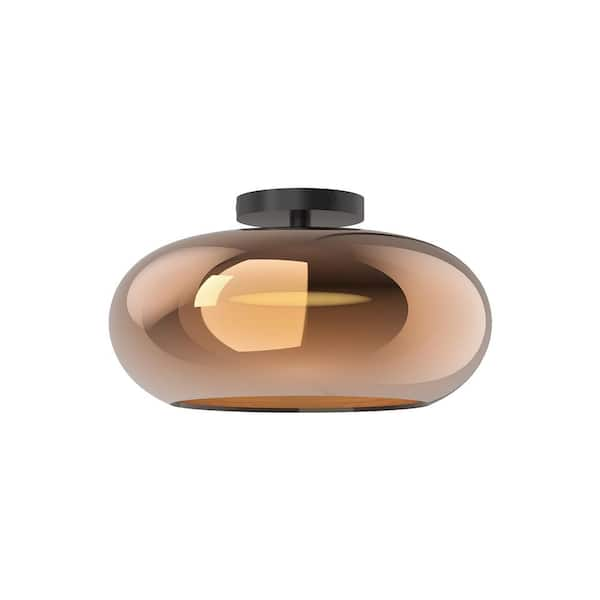 Kuzco Trinity 14 in. 1-Light 21-Watt Black/Copper Integrated LED Semi-Flush Mount