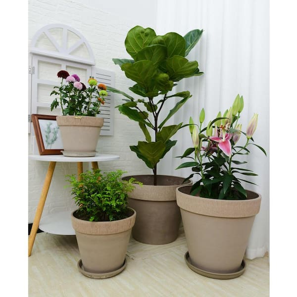 Novelty Artstone 11.5 in. H X 11.8 in. W X 11.8 in. D Resin Ella Planter Black