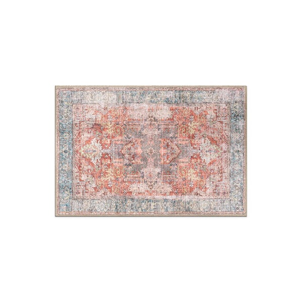World Rug Gallery Amber Multi 2 ft. x 3 ft. Vintage Inspired Distressed Machine Washable Area Rug