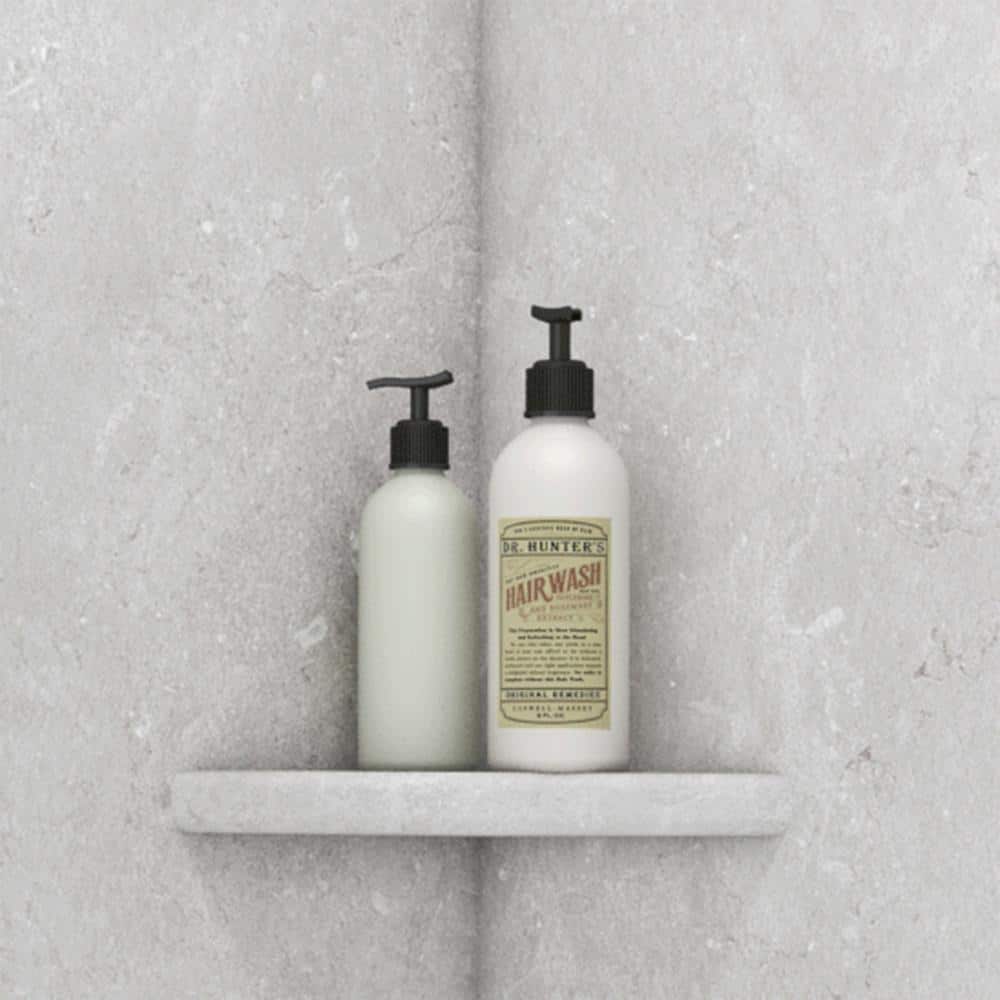 Gray Plastic 15" Corner Shower Shelf with Metal Bracket