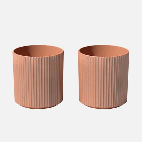 Demi 16 in. Round Terracotta Plastic Planter (2 Pack)
