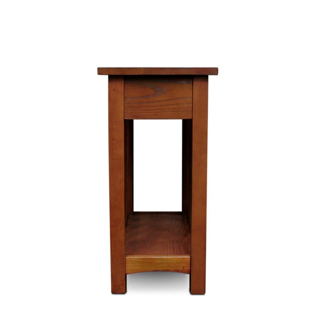 Medium Oak Mission End Table with Drawer and Shelf
