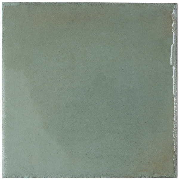 Cadence 8 in. x 8 in. Glossy Soft Sage Green Porcelain Zellige Square Tile (12.49 sq ft/case)-29 Pack