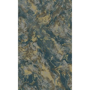 Teal Elegant Marble Design Print Non Woven Non-Pasted Textured Wallpaper 57 Sq. Ft.