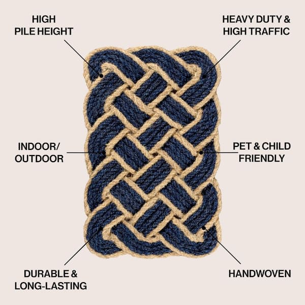 Maeve Classic Coastal Scalloped Basketweave Coir Navy/Bleach 2 ft. x 3 ft. Indoor/Outdoor DoorMat