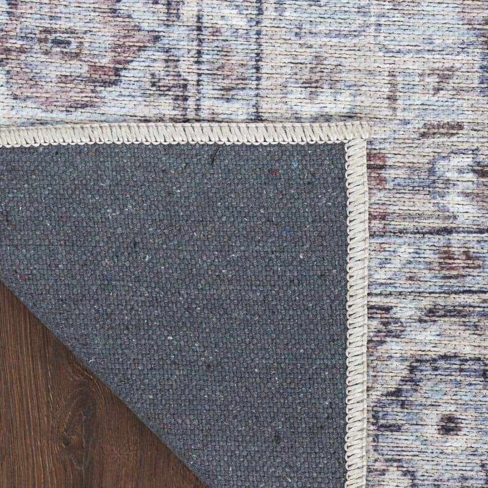 Ivory Beige Floral Cotton Chenille Rectangular 4' x 6' Rug