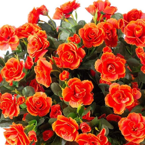 15.3 in. Fake Silk Orange Camellia Artificial Flowers LINBQ112