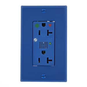 Decora Plus 20 Amp Hospital Grade Extra Heavy Duty Isolated Ground Duplex Surge Outlet with Audible Alarm, Blue