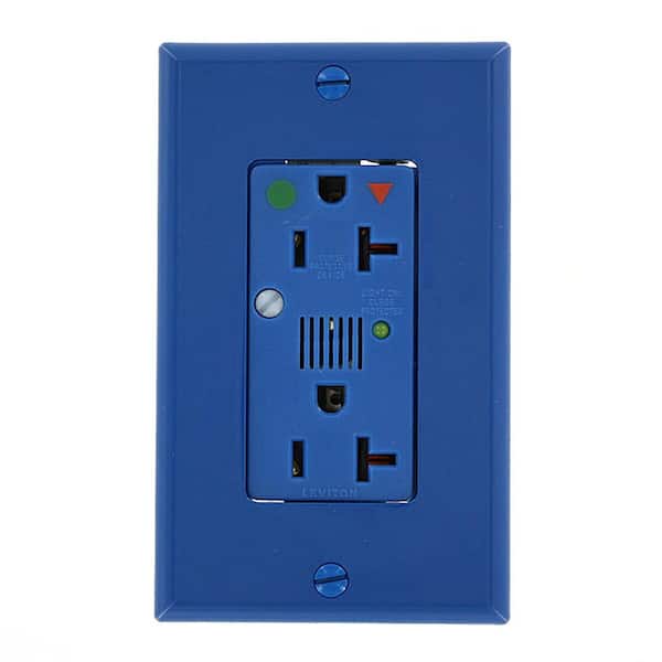 Decora 20 Amp 125 V Hospital Grade Isolated Ground Surge Duplex Outlet/Receptacle w/ Alarm, Blue (1-Pack) 8380-IGB