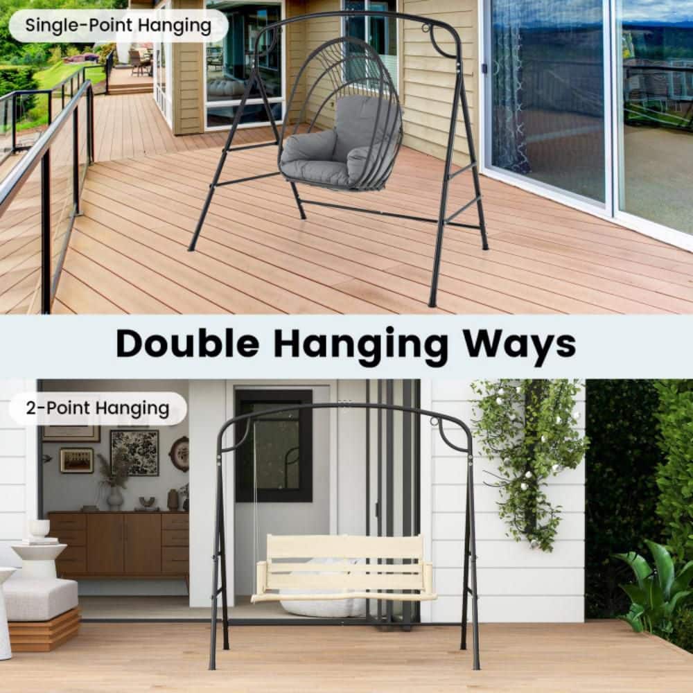 Black Heavy-Duty Metal Swing Stand with Reinforced Crossbars