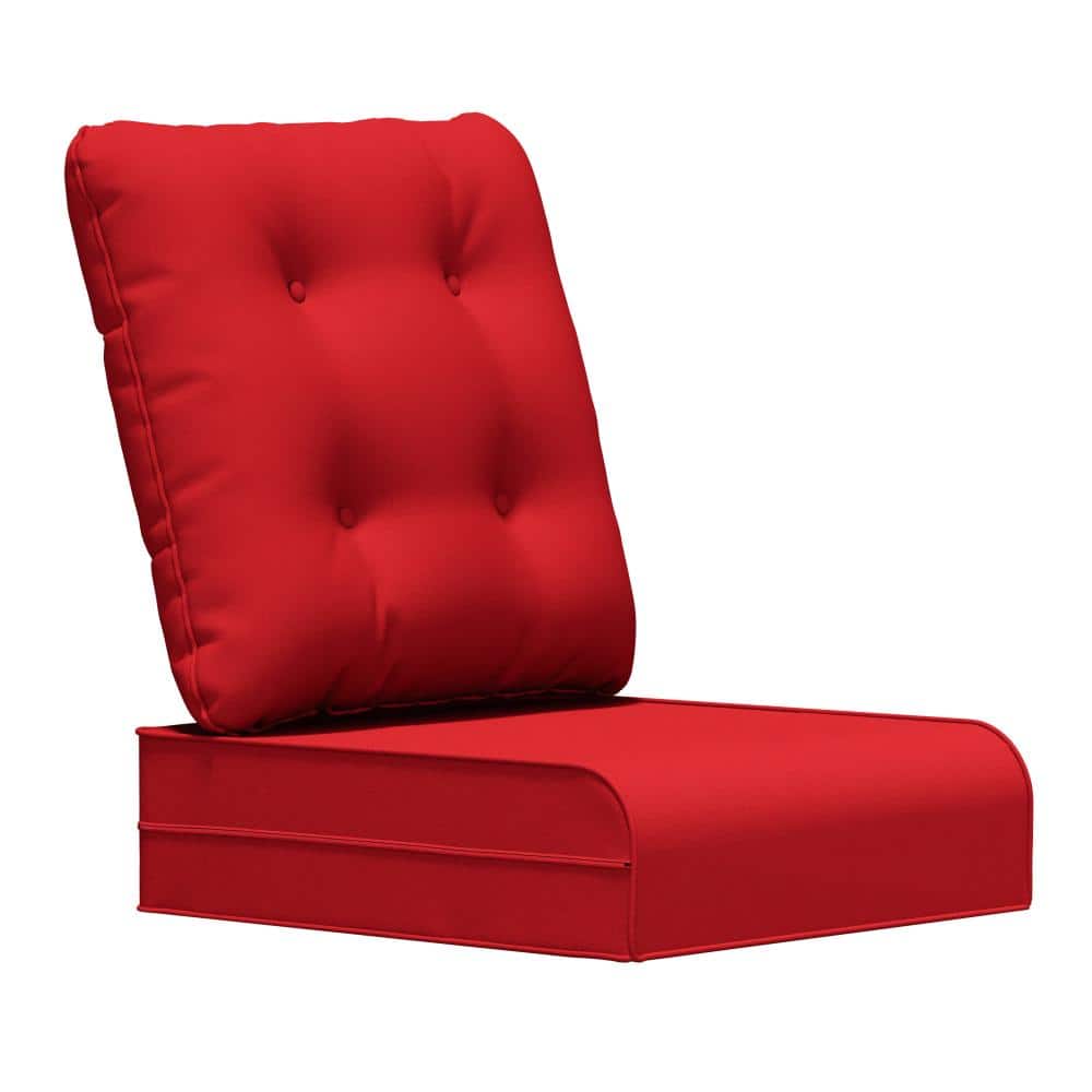 22 in. x 24 in. x 6 in. 2-Piece Extra Thick Tufted Outdoor Replacement Cushion with Zipper for Lounge Chair in Red price history on PriceWatchPro