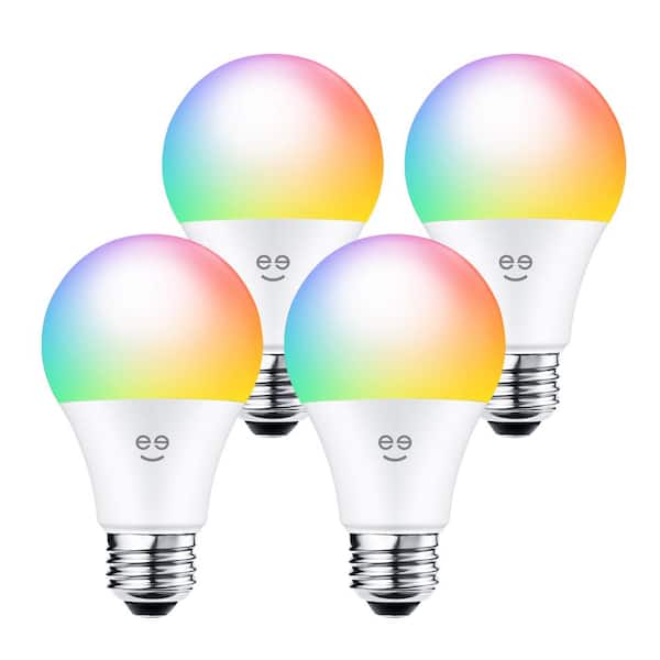 Geeni 60-Watt Equivalent Prisma Plus 800 A19 Dimmable and Tunable White Smart LED Light Bulb Multi-Color 2700-6500K (4-Pack)