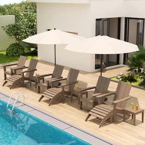Shoreside Weatherwood 12-Piece HDPE Plastic Patio Conversation Set with Ottoman And Side Table