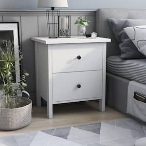 Sakinaw 2-Drawer White Nightstand (21.26 in. H x 18.9 in. W x 15.45 in. D)