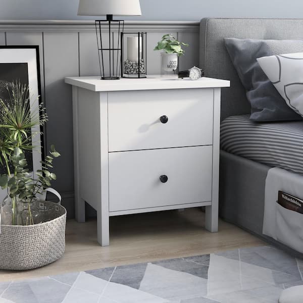 Furniture of America Sakinaw 2-Drawer White Nightstand (21.26 in. H x 18.9 in. W x 15.45 in. D)