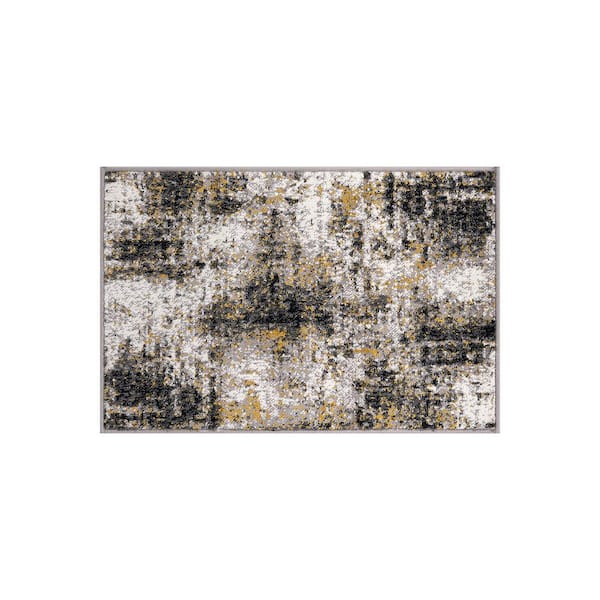 World Rug Gallery Adare Contemporary Abstract Yellow 2 ft. x 3 ft. Area Rug